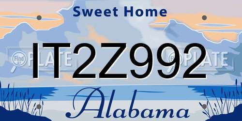 IT2Z992 Alabama License Plate