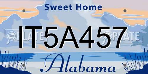 IT5A457 Alabama License Plate