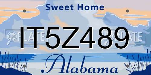 IT5Z489 Alabama License Plate