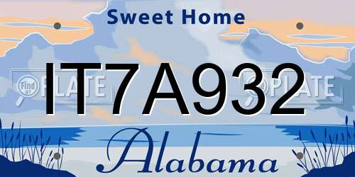 IT7A932 Alabama License Plate