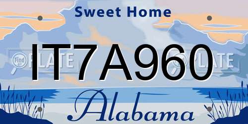 IT7A960 Alabama License Plate