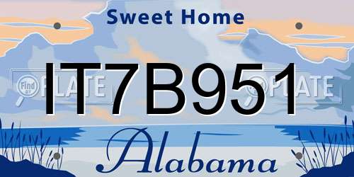 IT7B951 Alabama License Plate