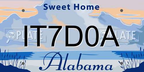 IT7D0A Alabama License Plate