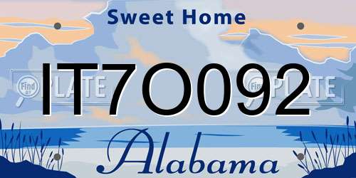 IT7O092 Alabama License Plate