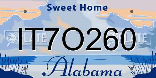 IT7O260 Alabama License Plate