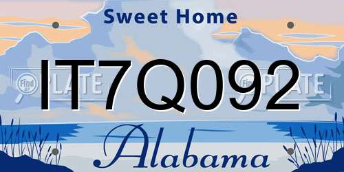 IT7Q092 Alabama License Plate