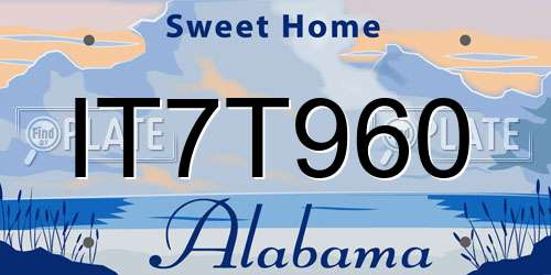 IT7T960 Alabama License Plate