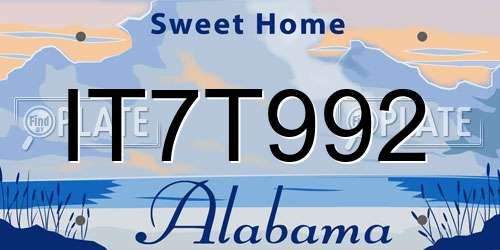 IT7T992 Alabama License Plate