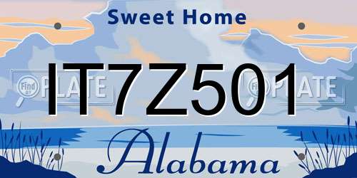 IT7Z501 Alabama License Plate