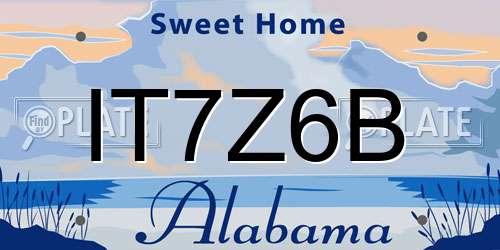 IT7Z6B Alabama License Plate