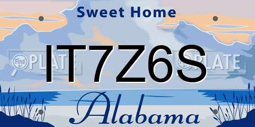 IT7Z6S Alabama License Plate