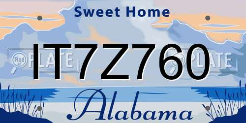IT7Z760 Alabama License Plate
