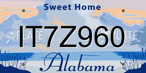 IT7Z960 Alabama License Plate