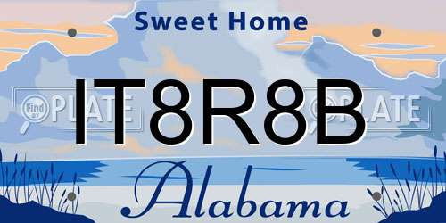 IT8R8B Alabama License Plate