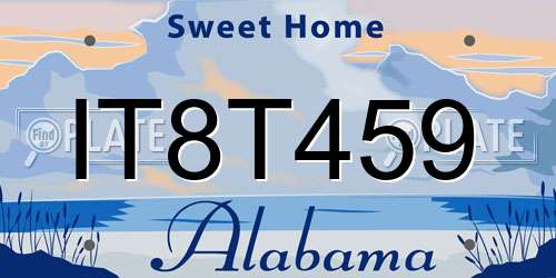 IT8T459 Alabama License Plate