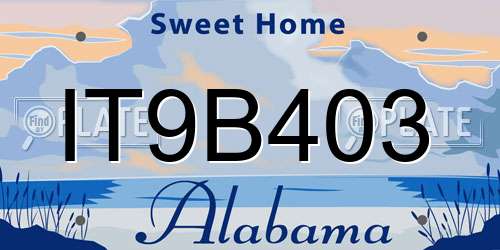 IT9B403 Alabama License Plate