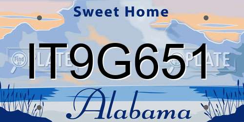 IT9G651 Alabama License Plate