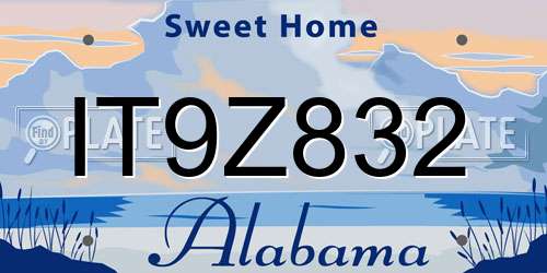 IT9Z832 Alabama License Plate