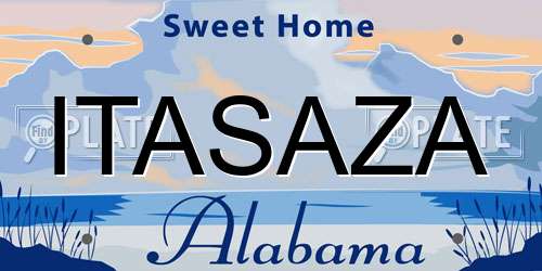 ITASAZA Alabama License Plate
