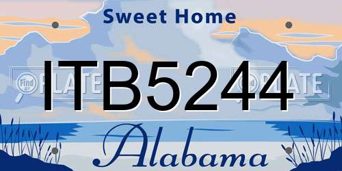ITB5244 Alabama License Plate