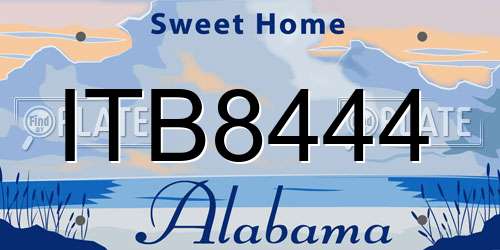 ITB8444 Alabama License Plate