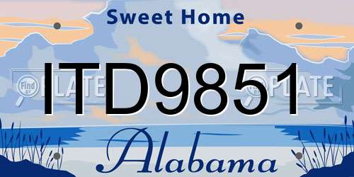ITD9851 Alabama License Plate