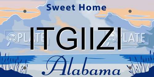 ITGIIZI Alabama License Plate