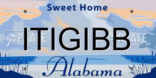 ITIGIBB Alabama License Plate
