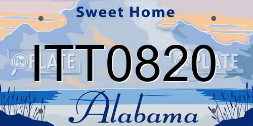 ITT0820 Alabama License Plate