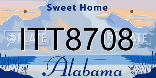 ITT8708 Alabama License Plate