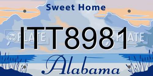 ITT8981 Alabama License Plate