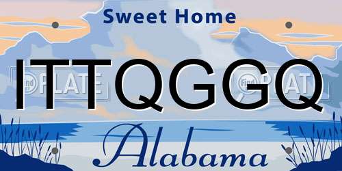 ITTQGGQ Alabama License Plate