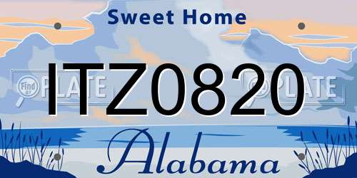 ITZ0820 Alabama License Plate