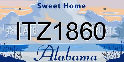 ITZ1860 Alabama License Plate