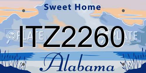 ITZ2260 Alabama License Plate