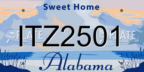 ITZ2501 Alabama License Plate