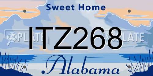 ITZ268 Alabama License Plate