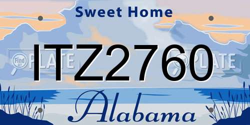 ITZ2760 Alabama License Plate