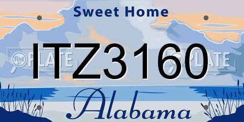 ITZ3160 Alabama License Plate