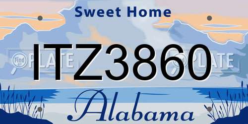 ITZ3860 Alabama License Plate