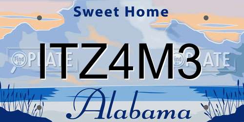 ITZ4M3 Alabama License Plate