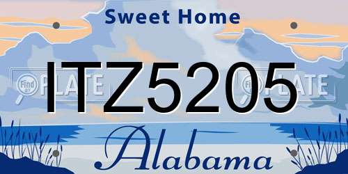 ITZ5205 Alabama License Plate