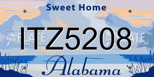 ITZ5208 Alabama License Plate