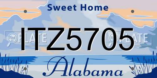 ITZ5705 Alabama License Plate