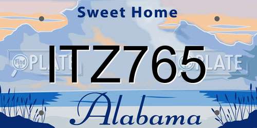 ITZ765 Alabama License Plate