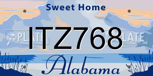 ITZ768 Alabama License Plate