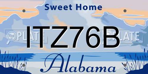ITZ76B Alabama License Plate