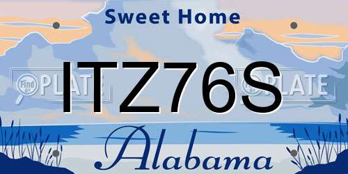 ITZ76S Alabama License Plate