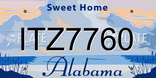 ITZ7760 Alabama License Plate