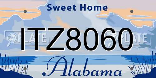 ITZ8060 Alabama License Plate